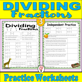 Preview of Dividing Fractions - Practice Worksheets