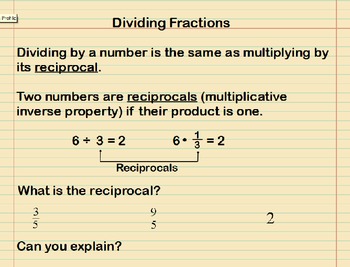 Preview of Dividing Fractions Presentation