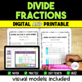 Divide Fractions with Visual Models Included - Digital & P