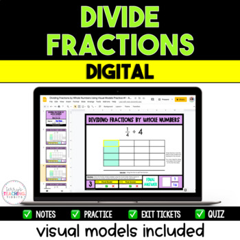 Preview of Divide Fractions with Visual Models Included - Digital