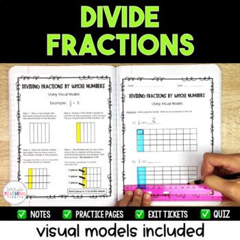 Preview of Divide Fractions with Visual Models Included - Printable