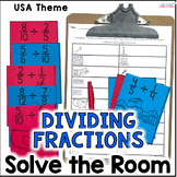 Dividing Fractions Solve the Room Activity - USA 5th Grade