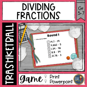 Preview of Dividing Fractions Trashketball Math Game