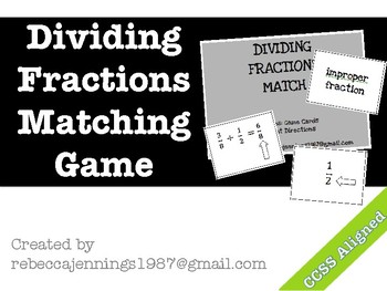 Preview of Dividing Fractions Vocabulary Match Game