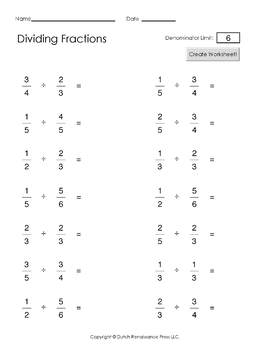 dividing fractions worksheet maker create infinite math worksheets