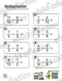 Dividing Fractions Worksheet w/ Answer Check