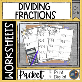 Dividing Fractions Worksheets Distance Learning Math