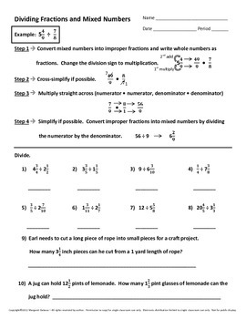 Dividing Fractions and Mixed Numbers Mini Review and Worksheet | TpT