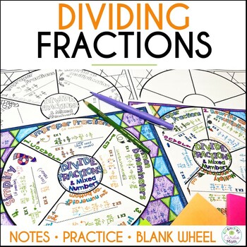 Preview of Dividing Fractions and Mixed Numbers Guided Notes Doodle Math Wheels