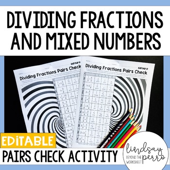 Preview of Dividing Fractions and Mixed Numbers Pairs Check Activity