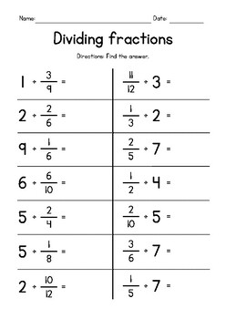 Preview of Dividing Fractions and Whole Numbers FREEBIE