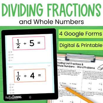 Preview of Dividing Fractions by Whole Numbers Practice and Assessment for Google Forms™ 