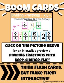 Preview of Dividing Fractions with Keep, Change, Flip - Boom Cards