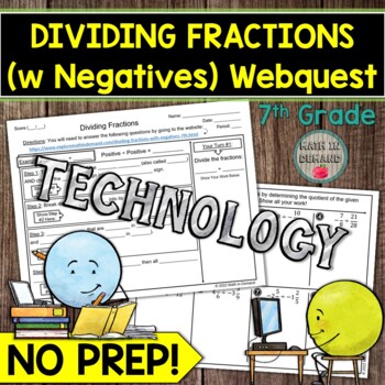 Preview of Dividing Fractions with Negatives Webquest 7th Grade Math