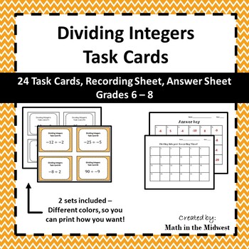 Preview of Dividing Integer Task Cards - 7.NS.2