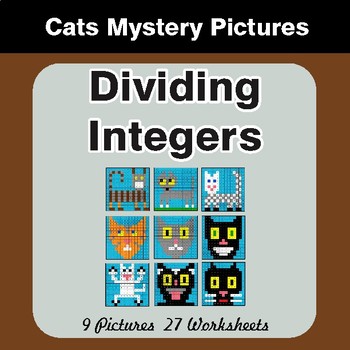 Dividing Integers - Color-By-Number Math Mystery Pictures