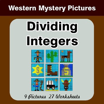 Dividing Integers - Color-By-Number Math Mystery Pictures