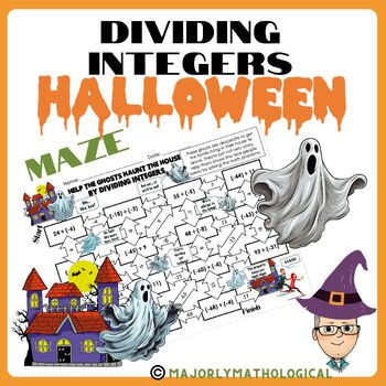 Preview of Dividing Integers Halloween Maze - Ghost/Haunted House Theme