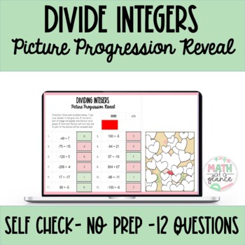 Preview of Dividing Integers - Picture Progression Reveal Activity