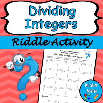 Preview of Dividing Integers Riddle Activity