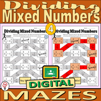 Preview of Dividing Mixed Numbers - Digital Maze Worksheets