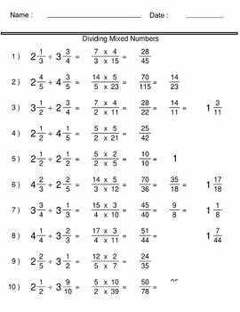 Dividing Mixed Numbers - Fractions Worksheets by MATH LAMSA | TPT