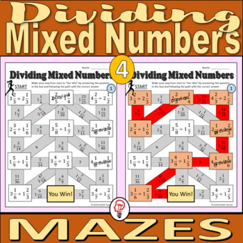 Preview of Dividing Mixed Numbers - Maze Worksheet