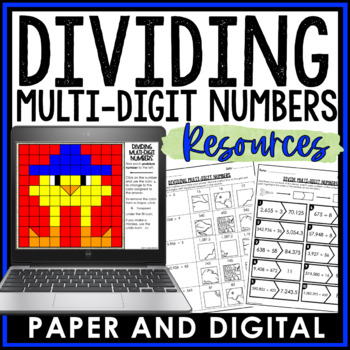 Preview of Dividing Multi-Digit Numbers Bundle Activities Guided Notes Homework