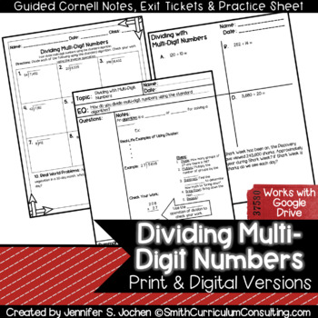 Preview of Dividing Multi-Digit Numbers Guided Cornell Notes - Perfect for AVID