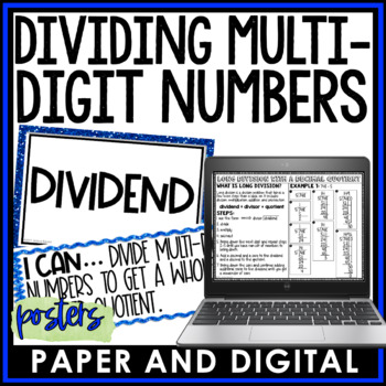 Preview of Dividing Multi-Digit Numbers Posters Reference Sheets Anchor Charts