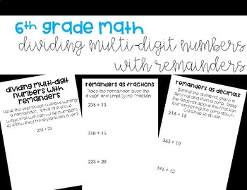 Dividing Multi-Digit Numbers with Remainders Foldable by Teaching to ...