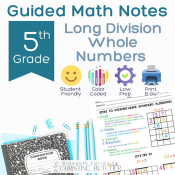 Preview of Dividing Multi-digit Whole Numbers Guided Math Notes