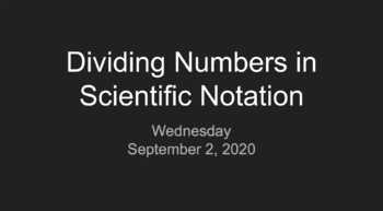 Preview of Dividing Numbers in Scientific Notation