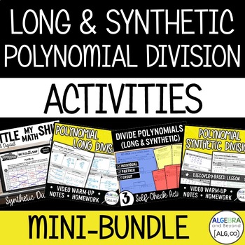 Preview of Dividing Polynomials Activities | Review Worksheets - Synthetic & Long Division
