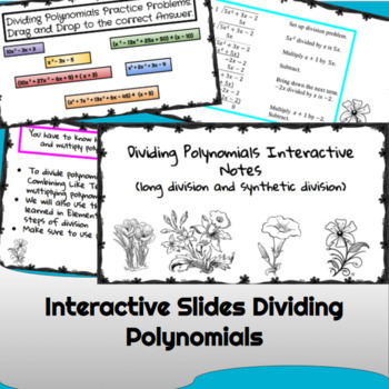 Preview of Dividing Polynomials Interactive Notes TEKS.MA.9-12.A2.7.B & CCSS.HSA-APR.A.1