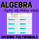 Dividing Polynomials Long Division - Digital Activity and 