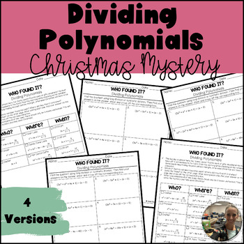 Preview of Dividing Polynomials (Synthetic Division) Christmas MYSTERY Activity