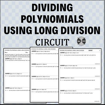 Preview of Dividing Polynomials Using Long Division - Circuit (11 problems)
