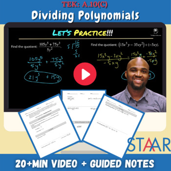 Preview of Dividing Polynomials | Video Instruction + Notes
