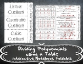 Dividing Polynomials using a Table  Foldable AR.4C