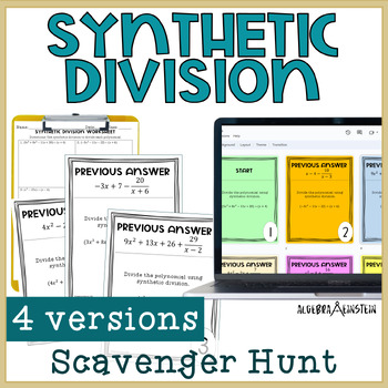 Preview of Dividing Polynomials with Synthetic Division Scavenger Hunt Algebra 2 Activity