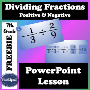 Preview of Dividing Positive & Negative Fractions | PowerPoint Lesson | FREEBIE