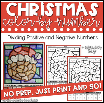 Preview of Dividing Positive and Negative Numbers Christmas Math Activity