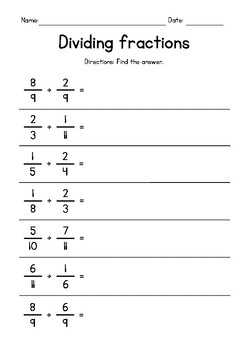 Dividing Proper Fractions FREEBIE by SAP Creative Teacher | TPT