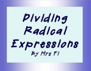 Preview of Radical Expressions - Division  Task Cards