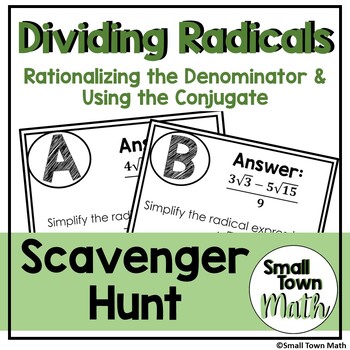 Preview of Dividing Radicals Scavenger Hunt | Rationalize the Denominator using Conjugate