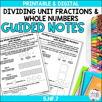 Preview of Dividing Unit Fractions & Whole Numbers GUIDED NOTES GOOGLE SLIDES 