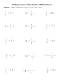 Dividing Unit Fractions & Whole Numbers Mixed - WORKSHEET 