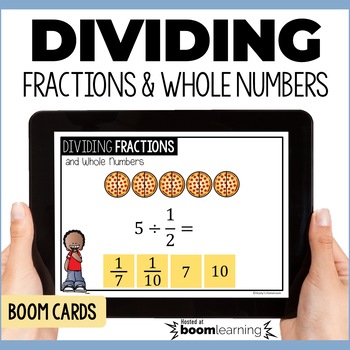 Preview of Dividing Whole Numbers by Unit Fractions With Models Boom Cards