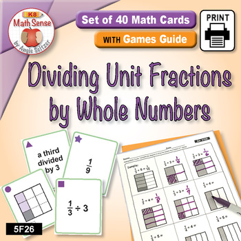 Preview of Dividing Unit Fractions by Whole Numbers: 5th Grade Math Sense Card Games 5F26